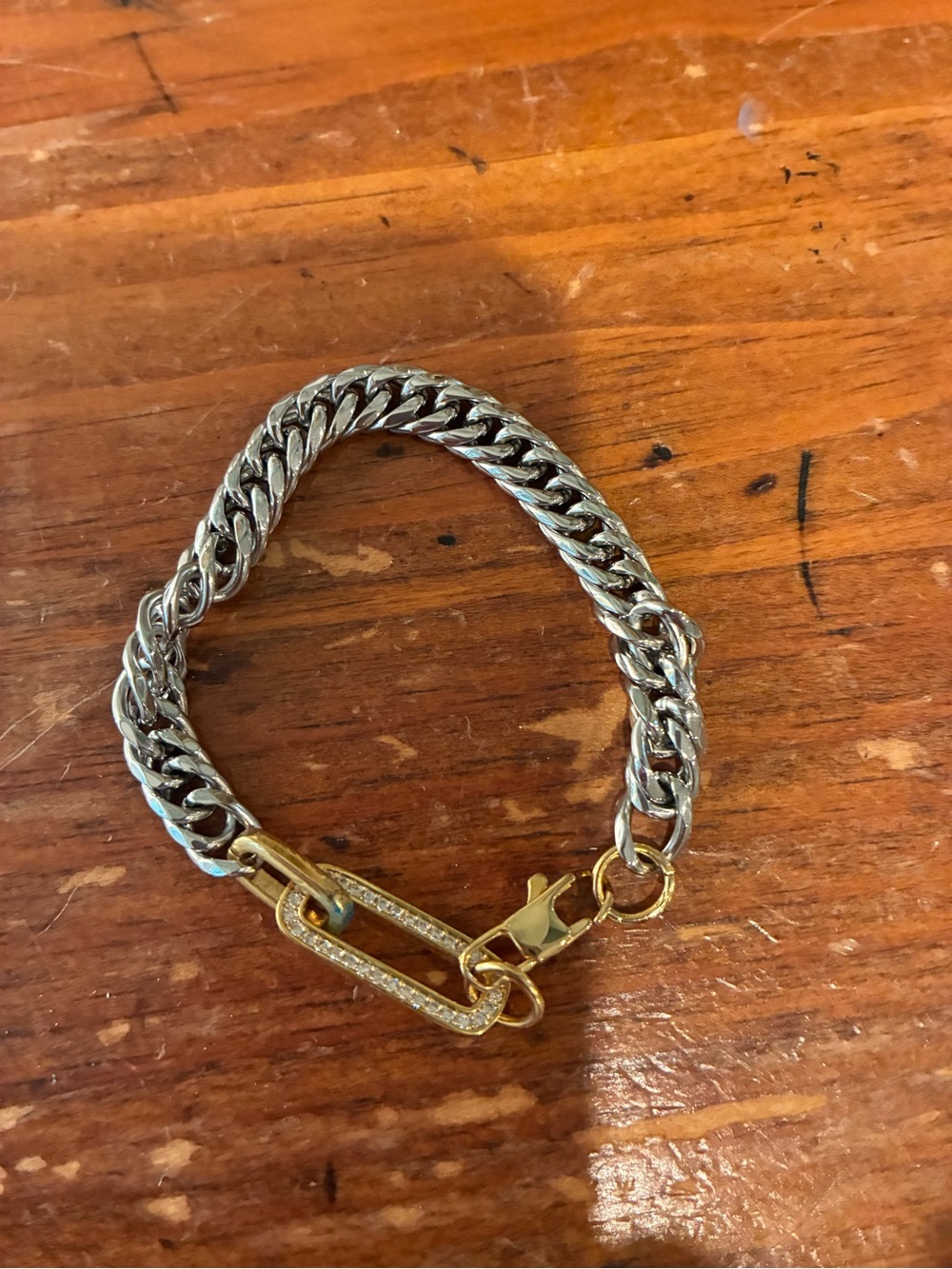 Two-Tone Silver and Gold wimens Chain Bracelet